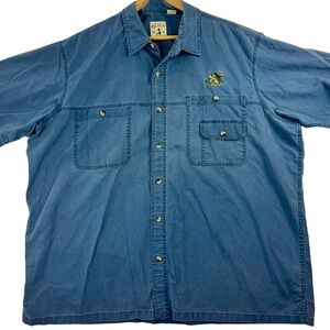 Red Head Bass Pro Mens Short Sleeve Shirt XXXL 3XL Blue Button Down
